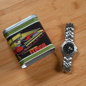 VTG 1998 Men's Fossil "Blue" Water Resistant Stainless Steel Watch